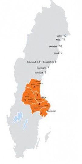 Upptagningsområdet för Nordicons direkttransporter. Biold: Nordicon