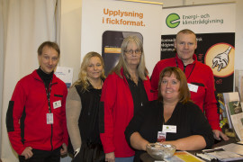 Jonas Sandin (Energi- och klimatrådgivare, Hofors kommun), Liz Ekberg (Konsument Gästrikland), Kerstin Axzell (Samhällsbyggnad). Patricia Rätsep (Energi- och klimatrådgivare, Gävle kommun) och Jan Malm (Gävle Dala Energikontor, Mora). Foto: P-E Jä